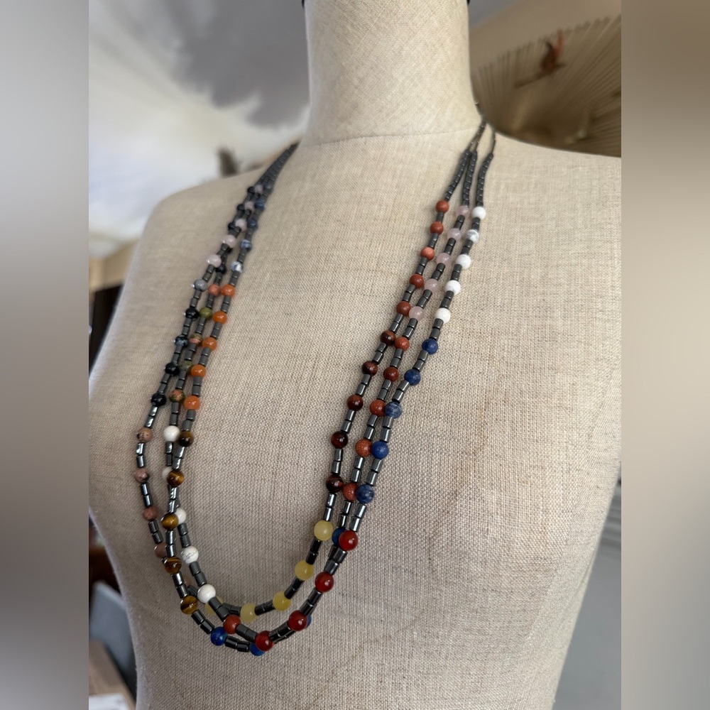 Vintage Multi-Stone Beaded Statement Necklace - image 6
